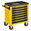 Carro de herramientas 76 x 46 x 97 cm de acero amarillo y negro con 6 cajones y ruedas
