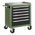 Carro de herramientas 78 x 46 x 92 cm de acero verde con 6 cajones y ruedas