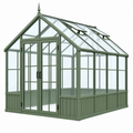 Invernadero de jardín 250 x 190 x 250 cm de aluminio verde con paneles transparentes y ventilación