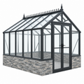 Invernadero de jardín 300 x 240 x 280 cm de metal y vidrio negro - estilo victoriano con puerta doble