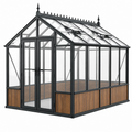 Invernadero de jardín 240 x 180 x 250 cm - estructura metálica negra y paneles transparentes estilo victoriano