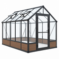 Invernadero de jardín 300 x 190 x 210 cm con estructura de aluminio negro y paneles transparentes - Techo con ventilación
