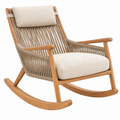 Mecedora 110 x 70 x 100 cm de madera y cuerda beige para interior con reposabrazos