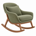 Sillón mecedora 75 x 95 x 98 cm de tela verde y madera con respaldo envolvente