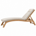 Tumbona reclinable 195 x 65 x 95 cm de madera y tejido beige para exterior estilo contemporáneo