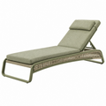 Tumbona reclinable 200 x 70 x 85 cm de metal y cuerda trenzada verde para exterior