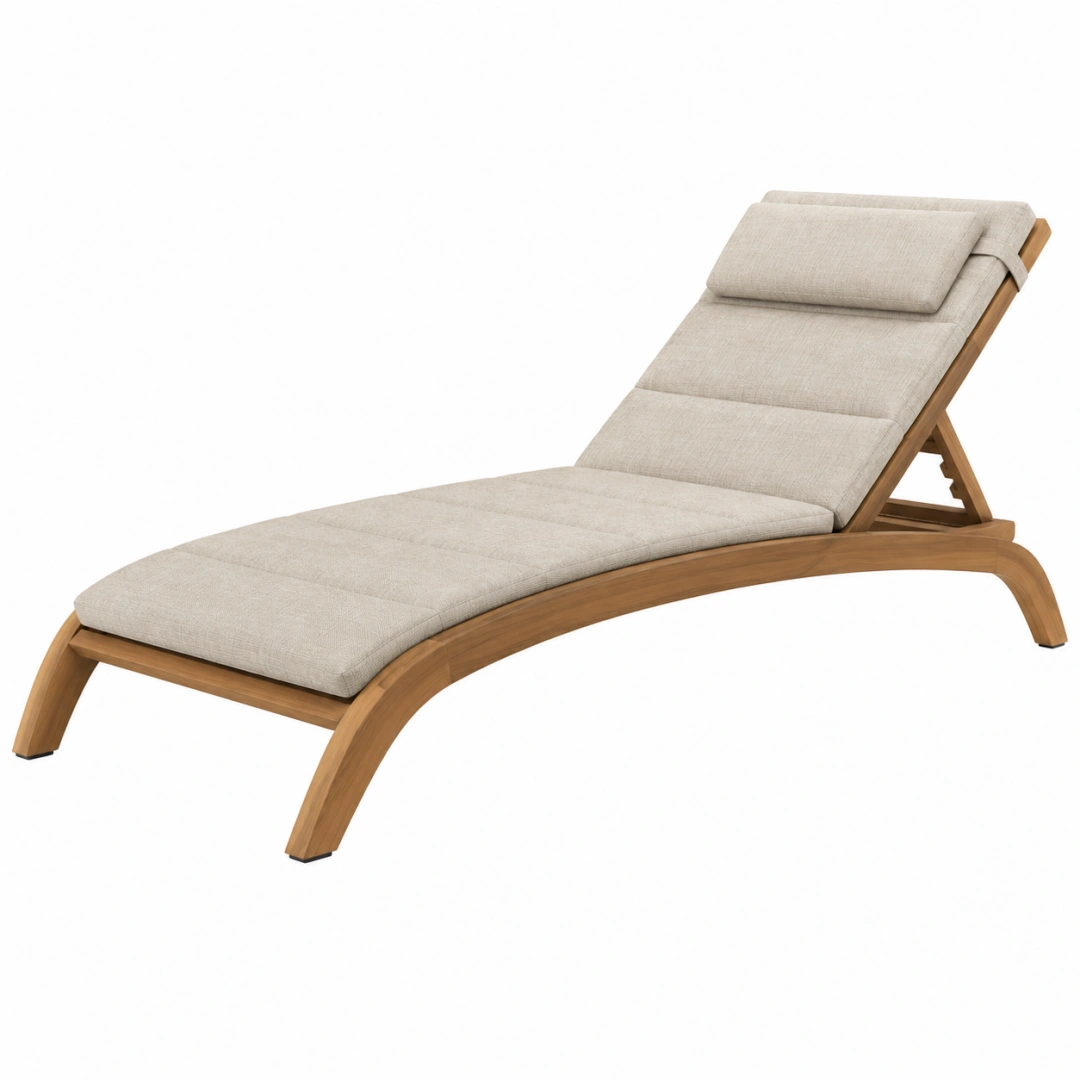 Tumbona de jardín 195 x 65 x 85 cm de madera y tejido beige reclinable