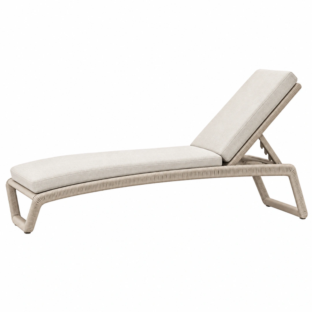 Tumbona 200 x 70 cm de aluminio y cuerda trenzada beige con respaldo reclinable para exterior