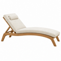 Tumbona de jardín 200 x 70 x 85 cm de madera y tela beige reclinable