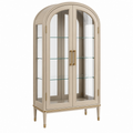 Vitrina 90 x 45 x 190 cm de madera y vidrio beige con 2 puertas estilo clásico