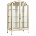 Vitrina 100 x 45 x 190 cm de madera y cristal crema dorado con 2 puertas para salón